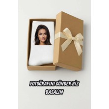 Hitit Socks Kişiye Özel Fotoğraf Baskılı ve Yazılı 1 Çift Uzun Kolej Çorap Beyaz
