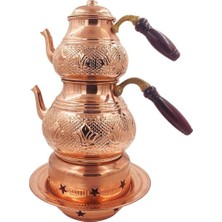 PremiumPort Bakır Osmanlı Ocaklı Büyük Çaydanlık Lale, Şık ve Dayanıklı Tasarım