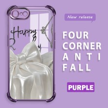 Ucuc iPhone 7/8/se 2020 2022 Uyumlu Şeffaf Silikon Köşe Koruma Lens Korumalı Elektroplatlı Kenar Kılıf Fiyonk Desenli