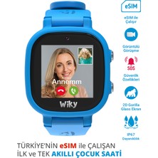 Wiky Watch 5e ESim Kartlı Akıllı Çocuk Saati - Görüntülü ve Sesli Arama, Sesli Mesajlaşma, Gps, Sos, Güvenli Alan, Güvenli Liste, Konum Takibi  (E-Sim) (Sadece Turkcell E-Sim) - Mavi