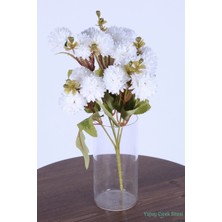 Yapay Çiçek Sitesi Yapay 15 Kafalı Top Krizantem Demeti 32 cm Beyaz