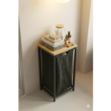 Miyuhome Metal Kızaklı Çamaşır Sepeti 40 Lt Kirli Sepeti Büyük Boy Raflı Kirli Sepeti Dar Alan Rafı