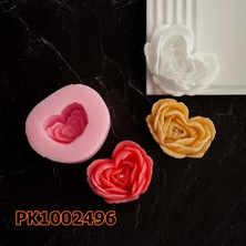 Poyrish PK1002496 - Silikon Kalıp Mum Kalıbı Kalp Gül