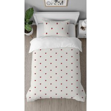 Greendecor Çilek Bohem Sade Soft Deseneli Dijital Tasarımlı Baskılı Çarşafsız Şık Tek Kişilik Nevresim Takımı