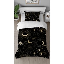 Greendecor Yıldızlar Uzay Gezegen Deseneli Dijital Tasarımlı Baskılı Çarşafsız Şık Tek Kişilik Nevresim Takımı