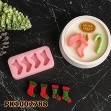 Poyrish 1221 - Silikon Kalıp Mum Kalıbı - 4'lü Yılbaşı Çorapları