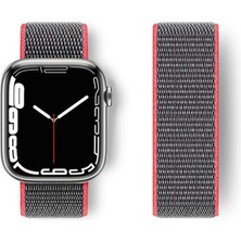 Cekar Store Apple Watch 38MM Hasırlı Cırtcırtlı Kordon - Pembe