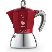 PremiumPort Kırmızı 6 Kişilik Moka Pot, Indüksiyon Uyumlu, Şık ve Dayanıklı Tasarım