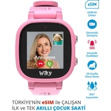 Wiky Watch 5e E-Sim Kartlı Akıllı Çocuk Saati - Görüntülü ve Sesli Arama, Sesli Mesajlaşma, Gps, Sos, Güvenli Alan, Güvenli Liste, Konum Takibi  (E-Sim'li) (Tüm Operatörler E-Sim) - Pembe