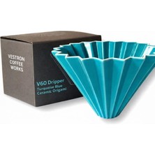 PremiumPort Turkuaz V60 02 Dripper Ahşap Standlı Seramik Kahve Demleme Seti