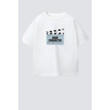 Monila Unisex Çocuk Pamuklu Bisiklet Yaka Baskılı T-Shirt