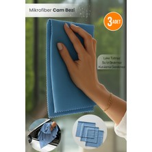 Orvila 3'lü Mavi Mikrofiber Cam Bezi Genel Temizlik Bezi Hassas Yüzey Temizlik Bezi 50X70 cm