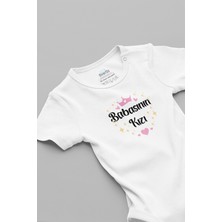 Overoz Babasının Kızı Baskılı Kısa Kollu Beyaz Bebek Body Zıbın 5241