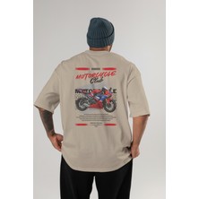 Ankhises Motosiklet Serisi 25 Arka Baskılı Oversize T-Shirt %100 Pamuk Erkek Kadın