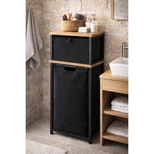 Miyuhome Metal Kızaklı Çamaşır Sepeti Raflı Saklama Kutulu 40 Lt Kirli Sepeti Büyük Boy Raflı Kirli Sepeti