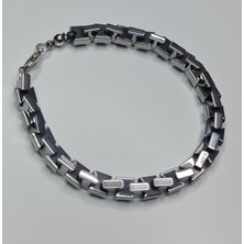 Quvars Shop Hematit Erkek Bileklik Çelik Telli Mat Siyah ve Parlak Gümüş Papağan Açmalı