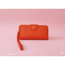 Moda Defne Kadın Çok Bölmeli Turuncu Cüzdan Çanta