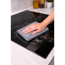 Manosta ( 3 Adet ) Mikrofiber Kareli Gri Mutfak Temizlik Bezi – Ultra Emici Tezgah, Kurulama ve El Bezi Seti