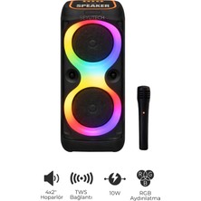 Seyutech Bluetooth Hoparlör Rgb LED Işıklı Karaoke Mikrofon Hediyeli Taşınabilir Parti Speaker