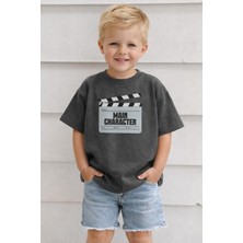 Monila Unisex Çocuk Pamuklu Bisiklet Yaka Baskılı T-Shirt