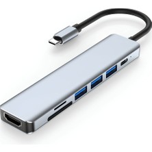 Daytona Ch-13 7In1 Type-C To 3*usb 3.0 4K Hd HDMI Sd Tf Kart Girişli Çevirici Adaptör