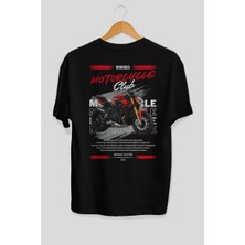 Ankhises Motosiklet Serisi 26 Arka Baskılı Oversize T-Shirt %100 Pamuk Erkek Kadın