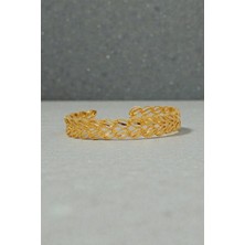 Lunel Accessory Altın Kaplama Başak Desenli Kelepçe Bilezik – Zarif ve Şans Getiren Kadın Bileklik