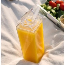 Storemax Süt Kutu Tasarımlı Su Kahve Içecek Şişesi | Cam Değildir | Kahve ve Sunum Bardağı ve Matarası 500-600ML