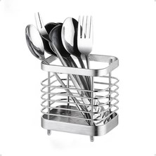 Storemax Mutfak Eşyası Tutucu, Paslanmaz Çelik Tezgah Üstü Mutfak Aletleri Tutucu, Bıçak ve Kaşık Organizatörü, Su Tahliye Delikli Kurutma Silindiri (Gümüş Renk)