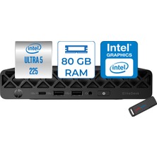 Hp Elitedesk 8 Mini G1 Aı Intel Ultra 5 225 4.9ghz Ddr5 80GB 4tb SSD Intel Graphics Windows 11 Pro Mini Bilgisayar 998V3ETP28 + Zettausb