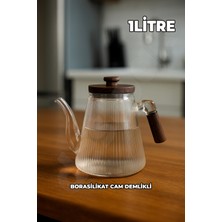PremiumPort Akasya Cam Demlik, 3 Parça, 1 Litre, Isıya Dayanıklı, Şık ve Kullanışlı