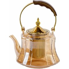 PremiumPort Cam Çaydanlık Akasya Kulplu Gold Oval 1200 ml MT-020