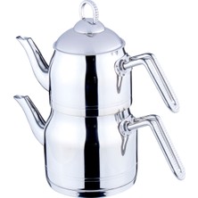 PremiumPort Mini Çaydanlık Seti, 18/10 Paslanmaz, 304 Kalite, 1l+1.5l