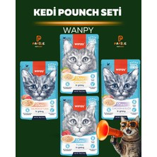 Wanpy Pouch Karışık Yaş Kedi Maması Paketi 4X70 gr (Tavuk&ördek, Somon&ton, Ton Balıklı, Tavuklu) 🐾