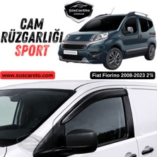 ŞüsCarOto Aksesuar Fiat Fiorino 2008-2023 Uyumlu Mugen Cam Rüzgarlığı Seti Piano Black 2\'li Ithal Parlak Siyah