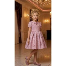  kız Çocuk Eteği Kabarık Doğum Günü Bayramlık Abiye Pembe Elbise