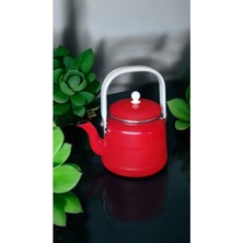 PremiumPort Kırmızı Emaye Çaydanlık ve Kettle, Retro 2l Çinko Tasarım