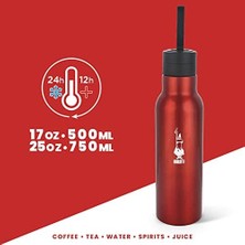 Storemax - Termal Şişe - 500ML - Kırmızı Renk - Paslanmaz Çelik - Çift Katmanlı - 12 Saat 24 Saat Soğuk Tutar - Hava Geçirmez Vidalı Kapak Özelliği - Özel Silikon Conta Sayesinde Sızdırmaz Şişe