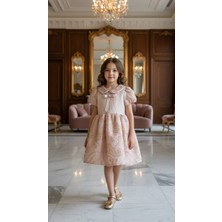  kız Çocuk Eteği Kabarık Doğum Günü Bayramlık Abiye Pudra Pembesi Elbise