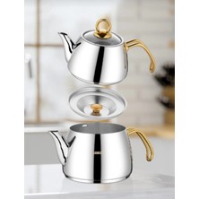 PremiumPort Orta Boy Gold Saplı Çaydanlık, Şık ve Dayanıklı Tasarım