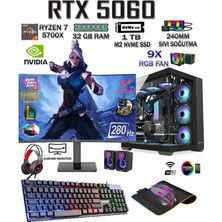 Teknocity Tcx1 Ryzen 7 5700X 32GB 1tb M.2 SSD RTX5060 27" 280HZ Sıvı Soğutmalı Oyuncu Bilgisayarı Hazır Sistem