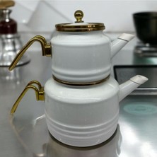 PremiumPort Emaye Kordonlu Heybeli Çaydanlık Takımı 2'li, Şık ve Dayanıklı Tasarım