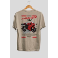 Ankhises Motosiklet Serisi 7 Arka Baskılı Oversize T-Shirt %100 Pamuk Erkek Kadın