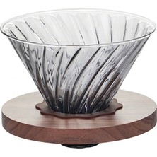 PremiumPort Cam ve Ahşap V60 02 Pour Over Kahve Demleyici, Şık ve Pratik Tasarım