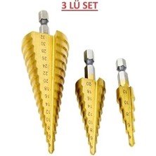 Storemax 3’lü Kademeli Matkap Ucu Seti – Huni Şekilli Paslanmaz Çelik Sac Delme Uçları, Alüminyum, Demir, Sac Metal ve Ince Levha Delme Için Drill Panç Seti