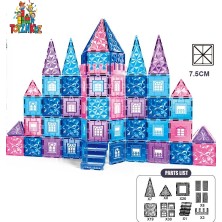 ToyznKidz 102 Parça Elmas Şato Manyetik Yapı Blokları-Steam Eğitici Karo Oyun Seti (7.5 Cm)