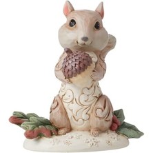 Storemax Jim Shore Heartwood Creek Beyaz Ağaçlık Alan Sincap Figürü, 9 Cm, Polireçine, Sim, Kalsiyum Karbonat