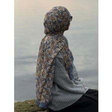 Qalortex Scarf Bambu Crash Şal-Labirent Desen-Indigo