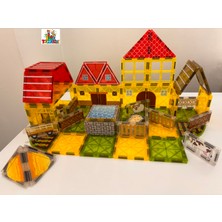 ToyznKidz 65 Parça Orman Çiftliği Temalı Manyetik Yapı Blokları-Steam Eğitici Karo Oyun Seti (7.5 Cm)