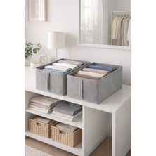 Venita Home Kulplu Gri Dolap İçi Düzenleyici Organizer, Kıyafet Saklama Kutusu 26x36x19,50 cm